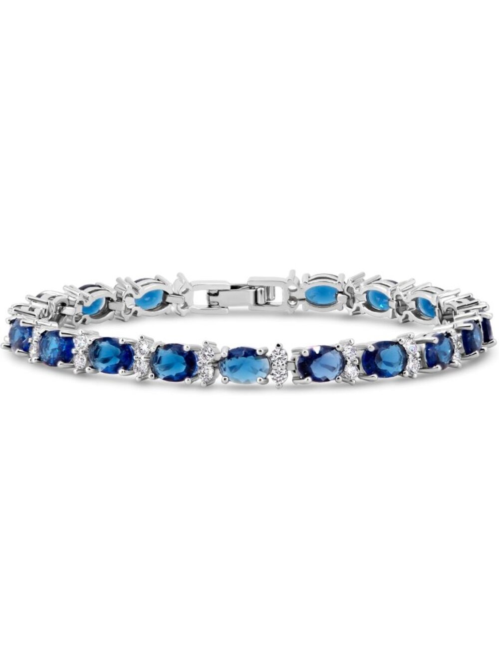 Elegant Silver Plated CZ Tennis Bracelet for Women - 7 Colors, Adjustable 6.5-8